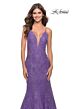 La Femme 31512 Plunging Neckline Illusion Sides Lace Dress
