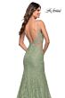 La Femme 31512 Plunging Neckline Illusion Sides Lace Dress