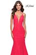 La Femme 31512 Plunging Neckline Illusion Sides Lace Dress