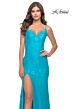 La Femme 31513 High Slit Backless Lace Dress