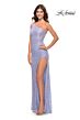 La Femme 31515 One-Shoulder Sheer Corset Bodice Dress
