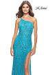La Femme 31515 One-Shoulder Sheer Corset Bodice Dress
