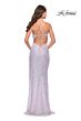 La Femme 31517 Cowl Neckline Open Lace-up Back Dress