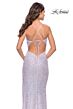 La Femme 31517 Cowl Neckline Open Lace-up Back Dress