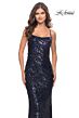 La Femme 31518 Slight Scoop Neckline Lace-Up Back Dress