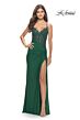 La Femme 31520 Knotted Skirt Lace Corset High Slit Dress