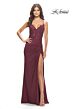 La Femme 31520 Knotted Skirt Lace Corset High Slit Dress