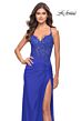 La Femme 31520 Knotted Skirt Lace Corset High Slit Dress