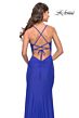 La Femme 31520 Knotted Skirt Lace Corset High Slit Dress