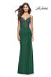 La Femme 31520 Knotted Skirt Lace Corset High Slit Dress