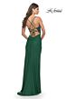 La Femme 31520 Knotted Skirt Lace Corset High Slit Dress