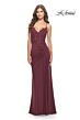 La Femme 31520 Knotted Skirt Lace Corset High Slit Dress