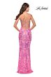 La Femme 31521 Print Sequin Lace-Up Fitted Dress