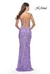 La Femme 31521 Print Sequin Lace-Up Fitted Dress