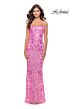 La Femme 31521 Print Sequin Lace-Up Fitted Dress