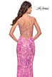 La Femme 31521 Print Sequin Lace-Up Fitted Dress