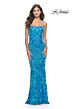 La Femme 31521 Print Sequin Lace-Up Fitted Dress