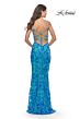 La Femme 31521 Print Sequin Lace-Up Fitted Dress