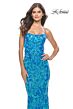 La Femme 31521 Print Sequin Lace-Up Fitted Dress