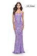 La Femme 31521 Print Sequin Lace-Up Fitted Dress
