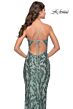 La Femme 31522 Plunging V-Neckline Lace-Up Back Dress