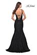 La Femme 31524 Low Open Lace-Up Back Mermaid Dress