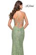 La Femme 31527 Exposed Back Ruched Lace Dress