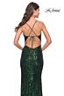 La Femme 31529 Deep V-Neckline Open Tie-Up Back Dress