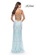 La Femme 31547 Deep V-Neckline Lace-Up Back Dress