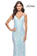 La Femme 31547 Deep V-Neckline Lace-Up Back Dress