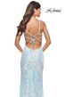 La Femme 31547 Deep V-Neckline Lace-Up Back Dress