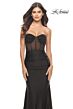 La Femme 31566 Ruched Skirt Illusion Corset Dress