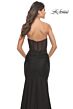 La Femme 31566 Ruched Skirt Illusion Corset Dress