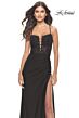 La Femme 31567 Lace-Up Neckline Exposed Back Dress