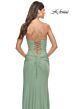 La Femme 31572 Lace-Up Back Cowl Neck Ruched Dress