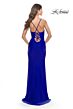 La Femme 31572 Lace-Up Back Cowl Neck Ruched Dress