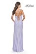 La Femme 31572 Lace-Up Back Cowl Neck Ruched Dress