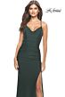 La Femme 31572 Lace-Up Back Cowl Neck Ruched Dress