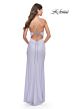 La Femme 31574 Draped Neckline Lace-Up Back Dress