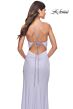 La Femme 31574 Draped Neckline Lace-Up Back Dress