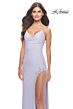 La Femme 31574 Draped Neckline Lace-Up Back Dress