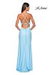 La Femme 31574 Draped Neckline Lace-Up Back Dress