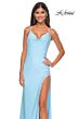 La Femme 31574 Draped Neckline Lace-Up Back Dress