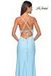 La Femme 31574 Draped Neckline Lace-Up Back Dress