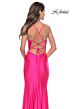 La Femme 31575 Twisted Knot V-Neckline Lace-Up Back Dress