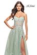 La Femme 31577 Strapless Sweetheart Lace Applique Dress