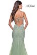 La Femme 31579 Exposed Tie-Back Lace Applique Mermaid Dress
