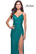 La Femme 31583 Tie Back High Slit Sequin Dress