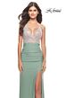 La Femme 31590 Surplice V-Neckline Lace-Up Back Dress