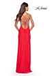 La Femme 31590 Surplice V-Neckline Lace-Up Back Dress